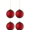 * Guirlande Et Boule De Sapin^Lot De 4 Boules De Noël "Verre Pais" 10Cm Rouge