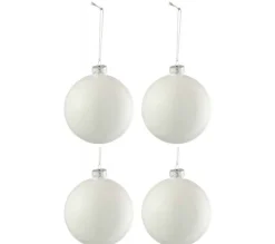 * Guirlande Et Boule De Sapin^Lot De 4 Boules De Noël "Verre Pais" 10Cm Blanc
