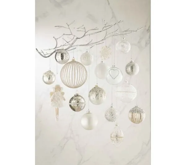 * Guirlande Et Boule De Sapin^Lot De 4 Boules De Noël "Verre Pais" 10Cm Blanc