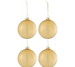 * Guirlande Et Boule De Sapin^Lot De 4 Boules De Noël "Verre Pais" 10Cm Transparent Et Or