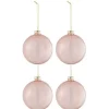 * Guirlande Et Boule De Sapin^Lot De 4 Boules De Noël "Verre Pais" 10Cm Transparent Et Rose