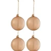 * Guirlande Et Boule De Sapin^Lot De 4 Boules De Noël "Verre Pais" 10Cm Beige
