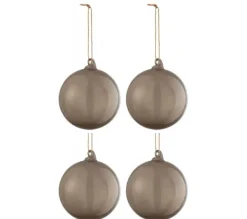 * Guirlande Et Boule De Sapin^Lot De 4 Boules De Noël "Verre Pais" 10Cm Gris
