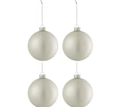 * Guirlande Et Boule De Sapin^Lot De 4 Boules De Noël "Verre Pais" 10Cm Argent