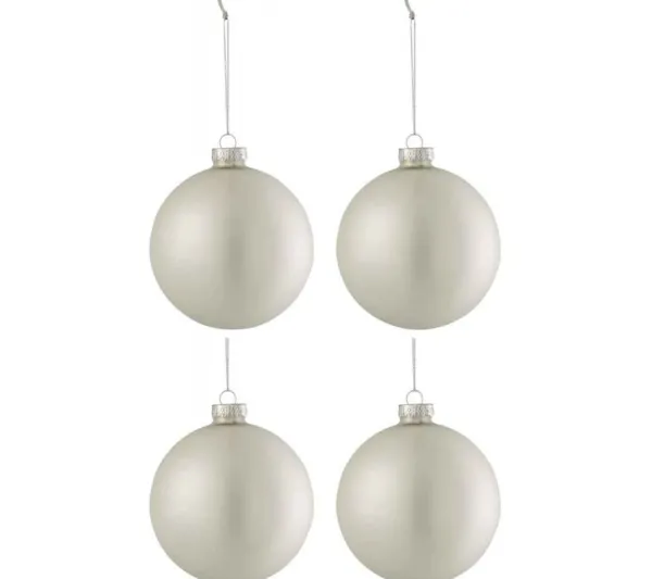 * Guirlande Et Boule De Sapin^Lot De 4 Boules De Noël "Verre Pais" 10Cm Argent