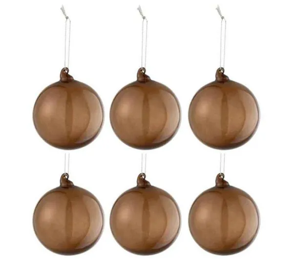 * Guirlande Et Boule De Sapin^Lot De 6 Boules De Noël "Verre Pais" 8Cm Marron