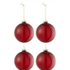 * Guirlande Et Boule De Sapin^Lot De 4 Boules De Noël "Verre Pais" 10Cm Transparent Et Rouge