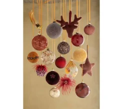 * Guirlande Et Boule De Sapin^Lot De 4 Boules De Noël "Verre Pais" 10Cm Transparent Et Rouge