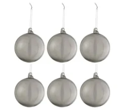 * Guirlande Et Boule De Sapin^Lot De 6 Boules De Noël "Verre Pais" 8Cm Gris