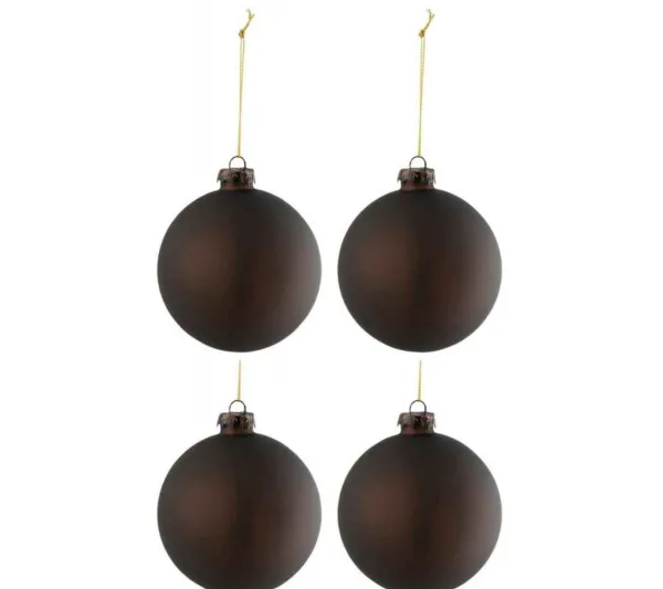 * Guirlande Et Boule De Sapin^Lot De 4 Boules De Noël "Verre Pais" 10Cm Marron