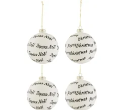 * Guirlande Et Boule De Sapin^Lot De 4 Boules De Noël "Xmas" 10Cm Blanc Et Noir
