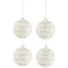 * Guirlande Et Boule De Sapin^Lot De 4 Boules De Noël "Xmas" 10Cm Blanc Et Argent
