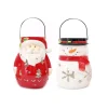 Sale * Lot De 2 Décoration De Noël Lanterne Xmas - Pere Noël Et Bonhomme De Neige