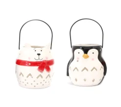 Discount * Lot De 2 Décoration De Noël Lanterne Xmas - Ours Et Pingouin