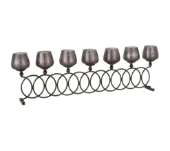 New * Lot De 8 Photophores Avec Anneaux "Gilo" 72Cm Gris
