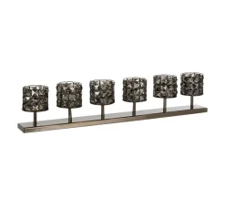 Cheap * Lot De 6 Photophores Avec Cristaux "Gilo" 61Cm Gris