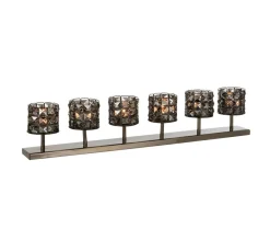 Cheap * Lot De 6 Photophores Avec Cristaux "Gilo" 61Cm Gris