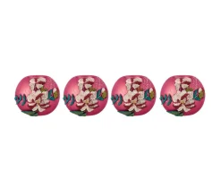 New * Lot De 4 Photophores Design "Fleurs" 10Cm Rose