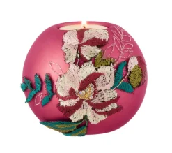 New * Lot De 4 Photophores Design "Fleurs" 10Cm Rose