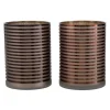 Discount * Lot De 2 Photophores "Verre Raye" 24Cm Marron