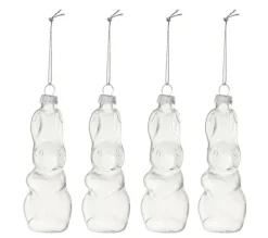 * Guirlande Et Boule De Sapin^Lot De 4 Sujets A Suspendre En Verre "Lapin" 10Cm Transparent