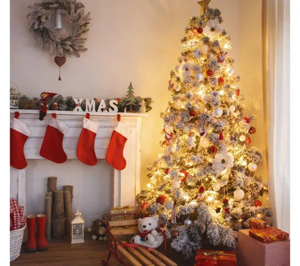 MOBILI REBECCA Sapin Et Accessoire^ Arbre De Noël Realiste De 180 Cm Avec Fausse Neige Et 1249 Branches