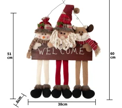 Clearance MOBILI REBECCA Décoration De Noël Décoration De Porte Polyester Mdf 60X38X6 Cm