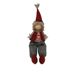 Discount MOBILI REBECCA Elf Nordique Gnome De Noël En Tissu Gris Rouge Décoration De Noël