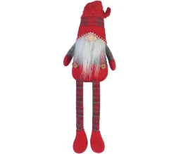 Fashion MOBILI REBECCA Gnome Longues Jambes Rouge Gris Tissu Décor De Noël 67X10X14