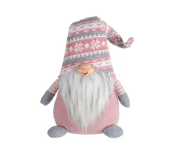 Clearance MOBILI REBECCA Gnome Nain Scandinave Polyester Gris Rose Avec Barbe 30.5X19X13