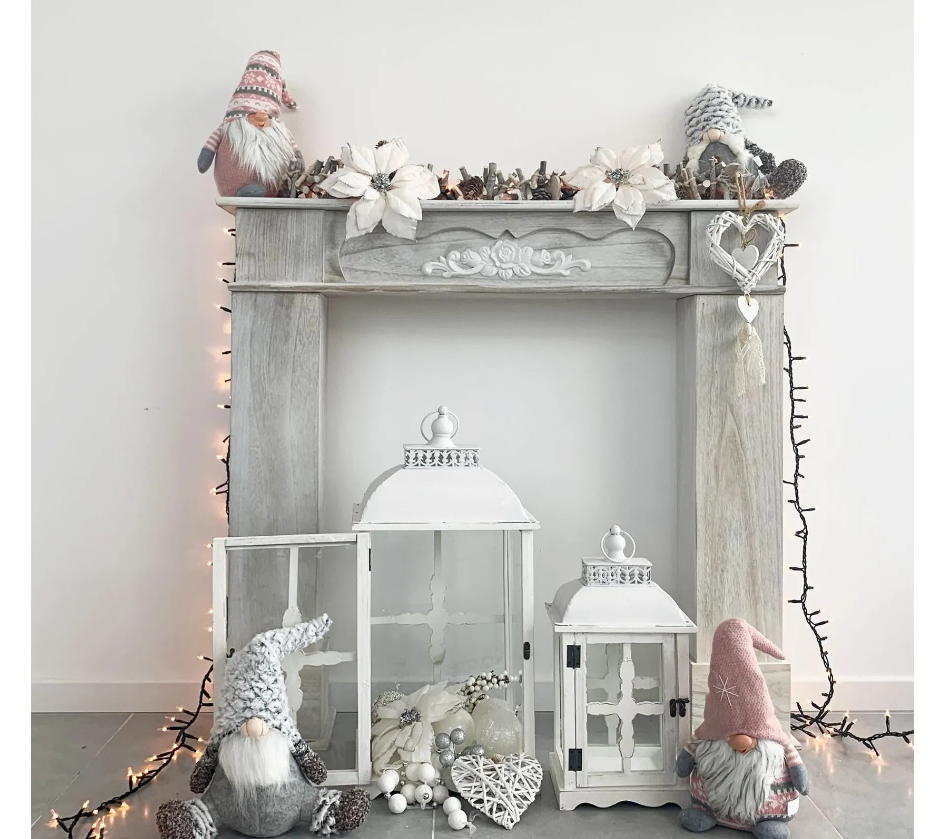 Clearance MOBILI REBECCA Gnome Nain Scandinave Polyester Gris Rose Avec Barbe 30.5X19X13