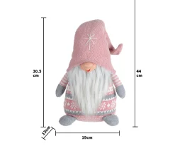 Store MOBILI REBECCA Gnome Nain Scandinave Polyester Gris Rose Avec Barbe 30.5X19X13