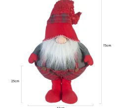 Online MOBILI REBECCA Gnomo Nain De Noël Gris Rouge Tissu 75X16X25