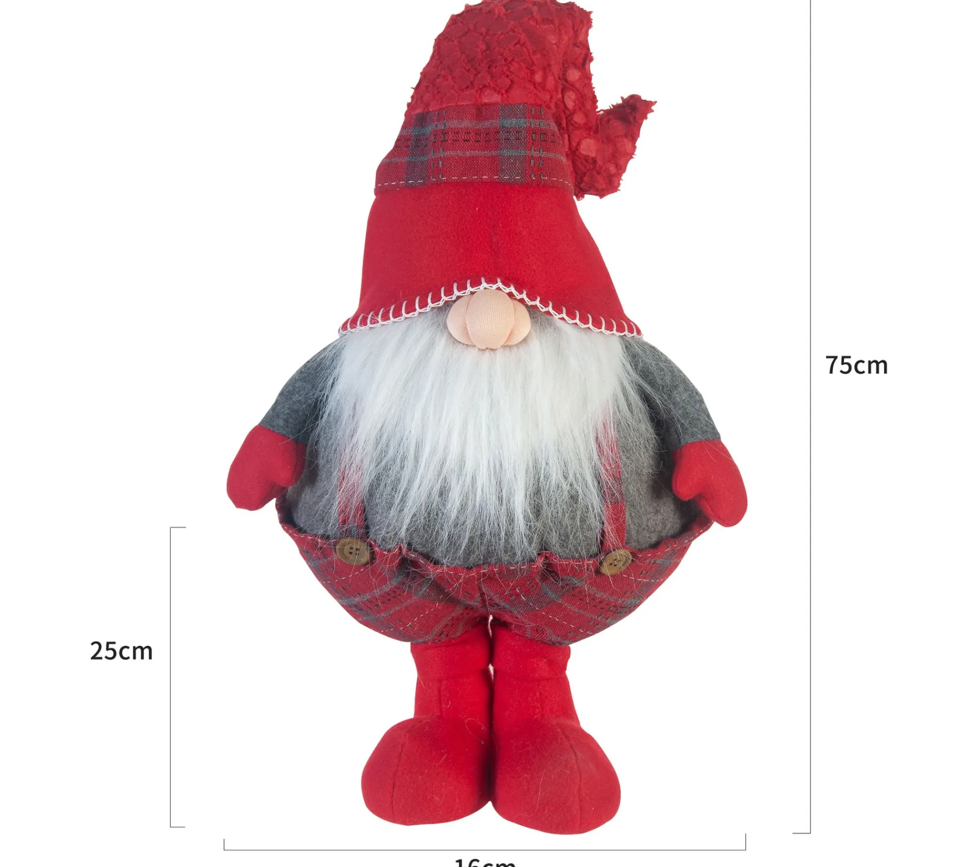 Online MOBILI REBECCA Gnomo Nain De Noël Gris Rouge Tissu 75X16X25