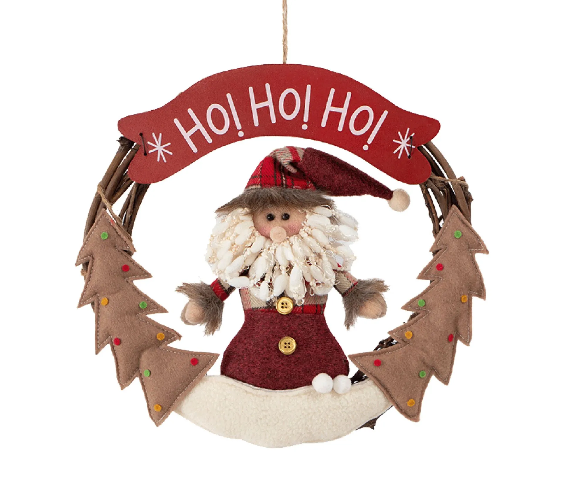 Outlet MOBILI REBECCA Guirlande Décoration De Porte Noël Polyester Mdf Rouge 32X34X4
