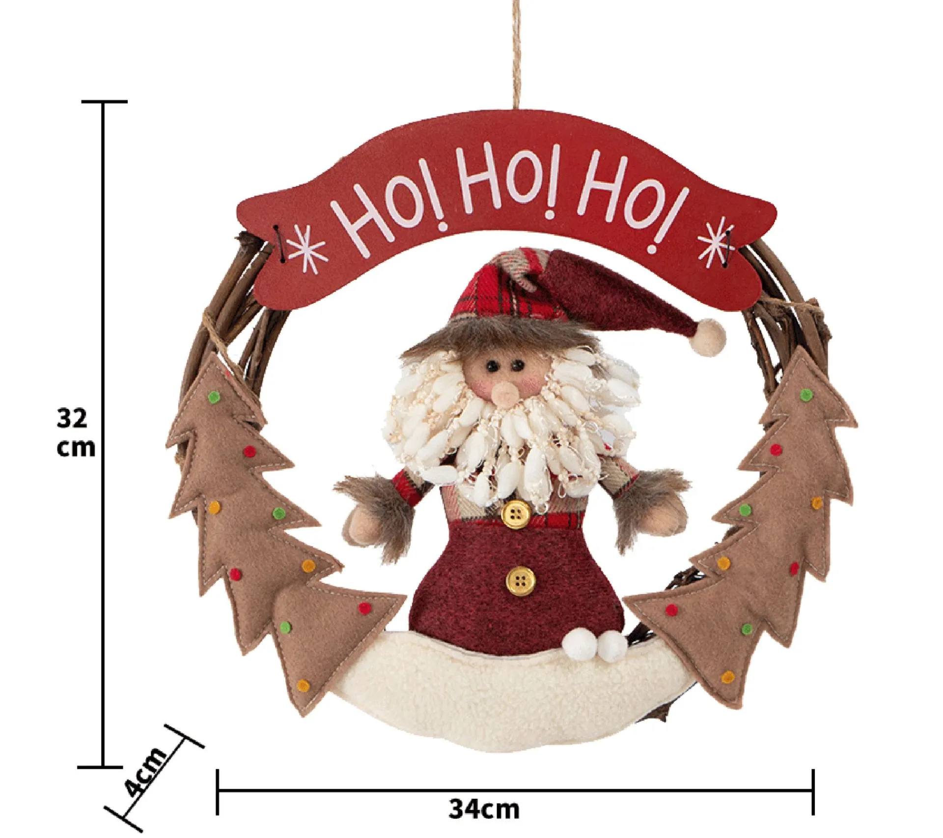 Outlet MOBILI REBECCA Guirlande Décoration De Porte Noël Polyester Mdf Rouge 32X34X4