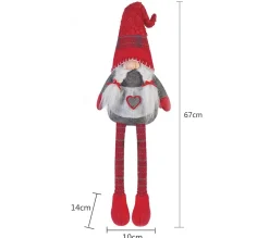 Sale MOBILI REBECCA Nain Longues Jambes Elfe Gris Rouge Tissu Idee De Noël 67X10X14