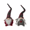 Sale MOBILI REBECCA Set 2 Gnomes Elfes Scandinaves En Tissu Gris Rouge Bonhomme De Neige De Noël