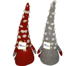 Outlet MOBILI REBECCA Set De 2 Gnomes Elfes Décoratif Tissu Gris Rouge 48X20X14