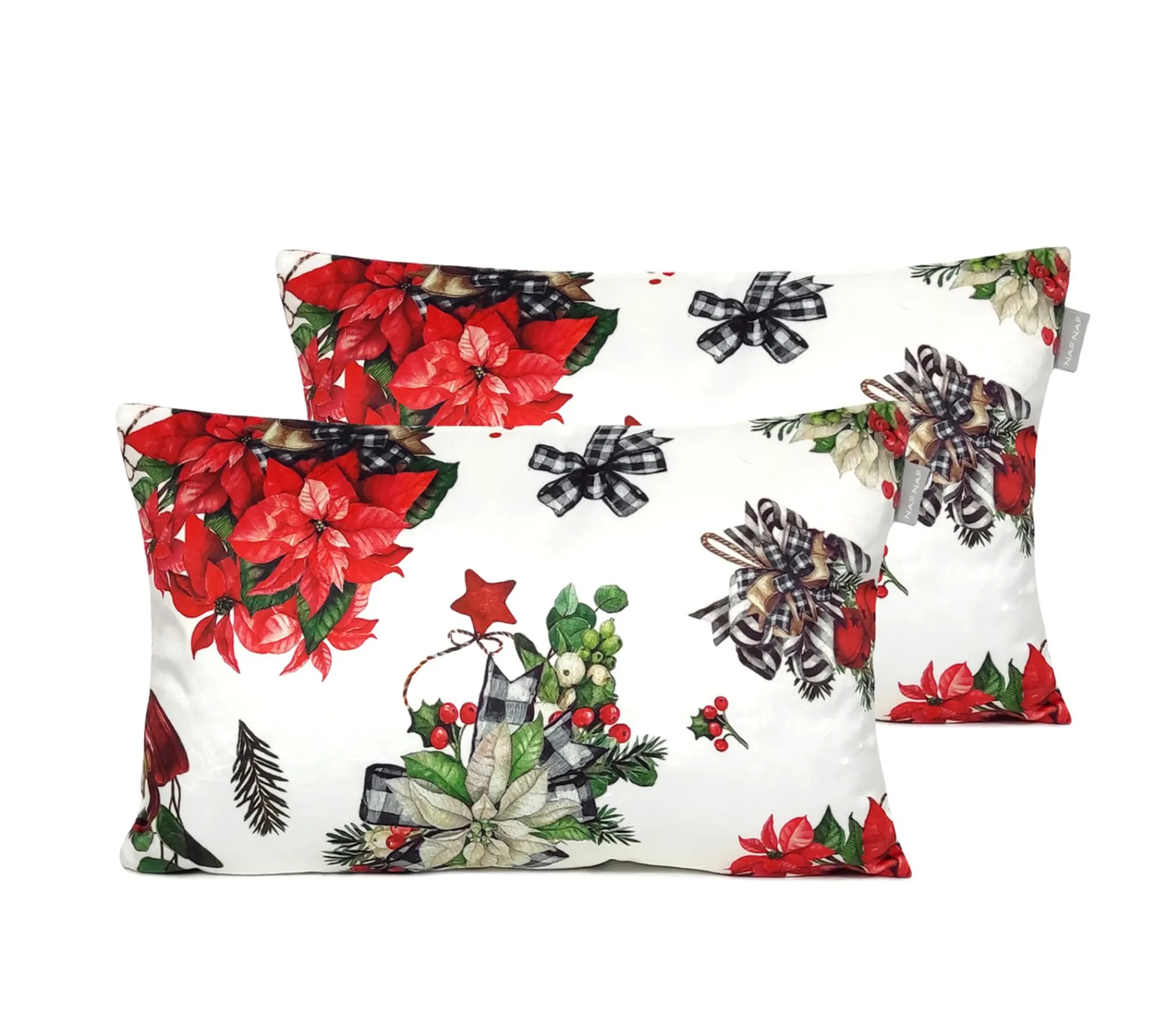 New NAF NAF Housse De Coussin En Velour De Noël Ribbon 30X50 Cm (2)