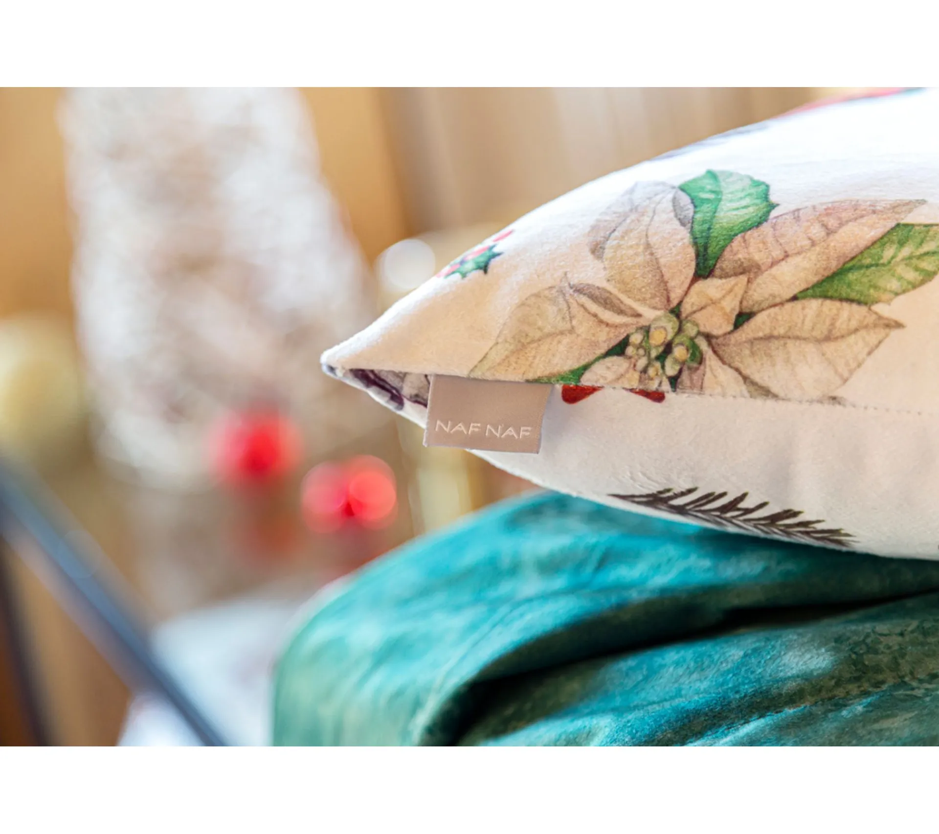 New NAF NAF Housse De Coussin En Velour De Noël Ribbon 30X50 Cm (2)
