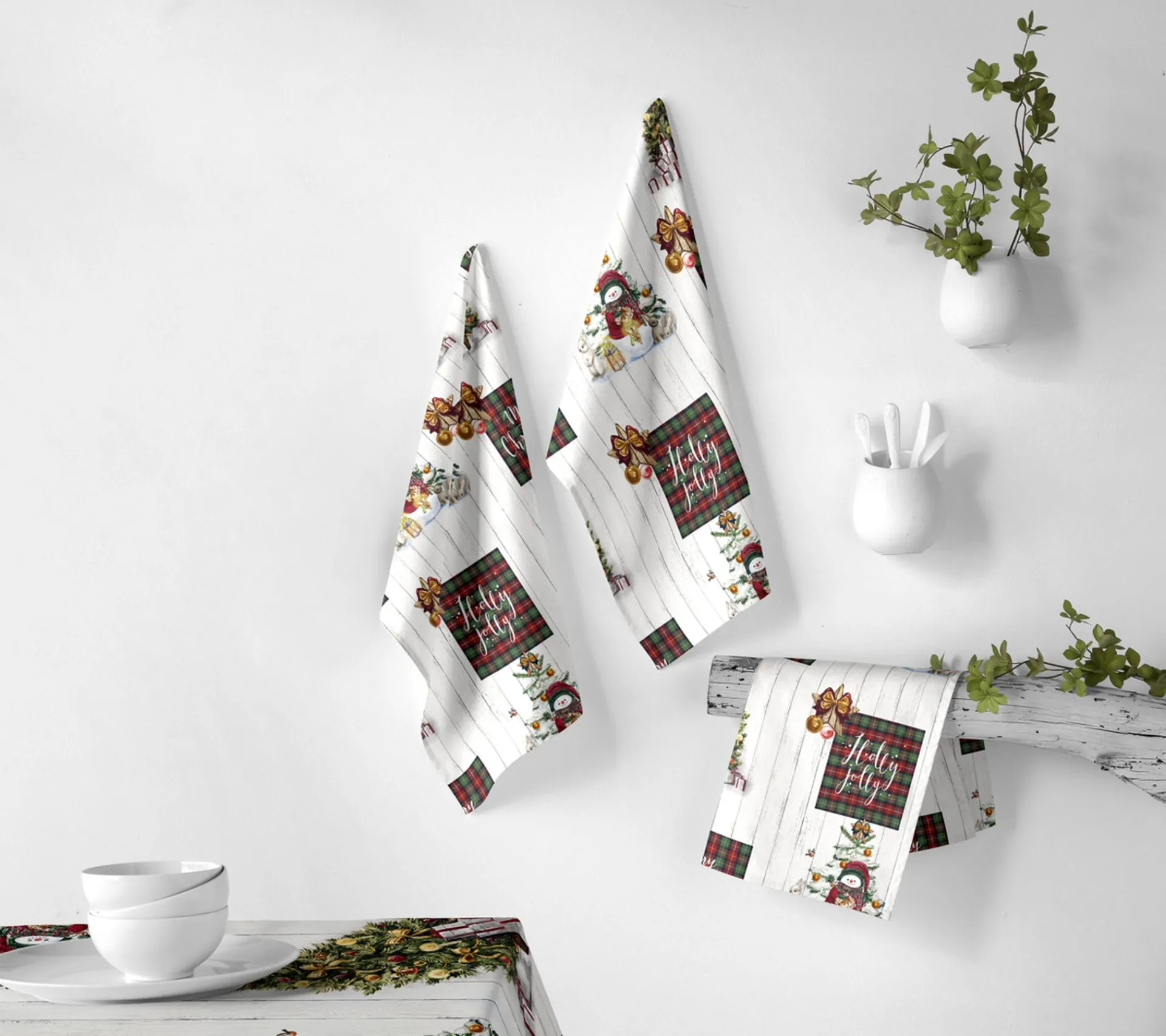 Best Sale NAF NAF Lot De 2 Torchons De Noël Holly Jolly 50X70 Cm