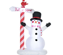 Cheap OUTSUNNY Bonhomme De Neige Gonflable 3 Led H. 213 Cm Polyester Impermeable Blanc