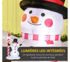 Cheap OUTSUNNY Bonhomme De Neige Gonflable 3 Led H. 213 Cm Polyester Impermeable Blanc