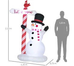 Cheap OUTSUNNY Bonhomme De Neige Gonflable 3 Led H. 213 Cm Polyester Impermeable Blanc