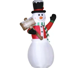 Discount OUTSUNNY Bonhomme De Neige Gonflable 3 Led H 180 Cm Polyester Impermeable Blanc