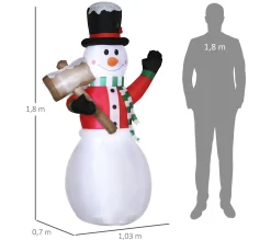 Discount OUTSUNNY Bonhomme De Neige Gonflable 3 Led H 180 Cm Polyester Impermeable Blanc