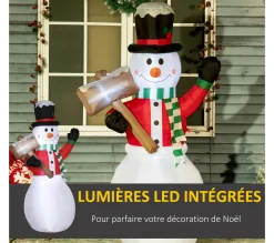 Discount OUTSUNNY Bonhomme De Neige Gonflable 3 Led H 180 Cm Polyester Impermeable Blanc