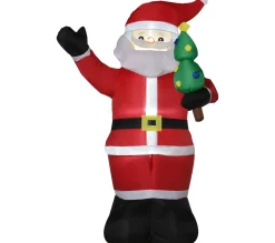 Discount OUTSUNNY Pere Noël Gonflable Led 2,45H M Polyester Impermeable Rouge Vert