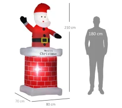 Best OUTSUNNY Pere Noël Gonflable Avec Cheminee Led 2,10H M Polyester